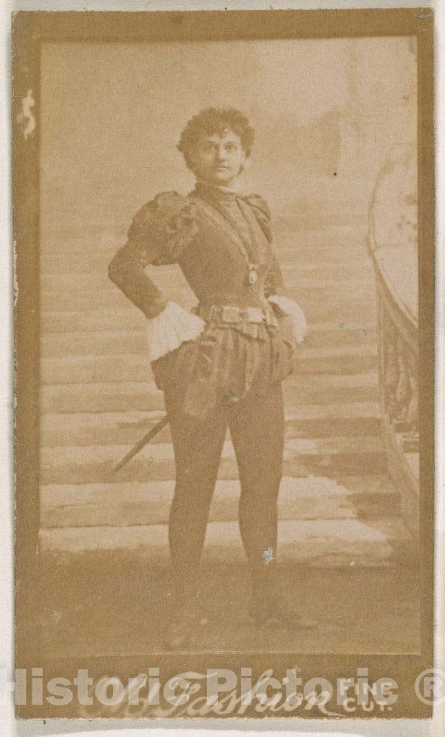 Photo Print : Actress Wearing Costume with Sword, from The Actresses Series (N664) Promoting Old Fashion Fine Cut Tobacco 2 : Vintage Wall Art