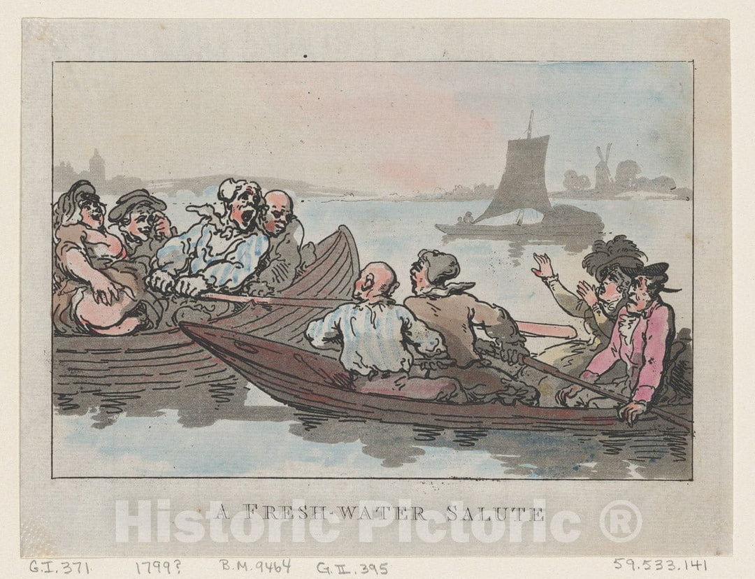 Art Print : Thomas Rowlandson - A Fresh-Water Salute : Vintage Wall Art