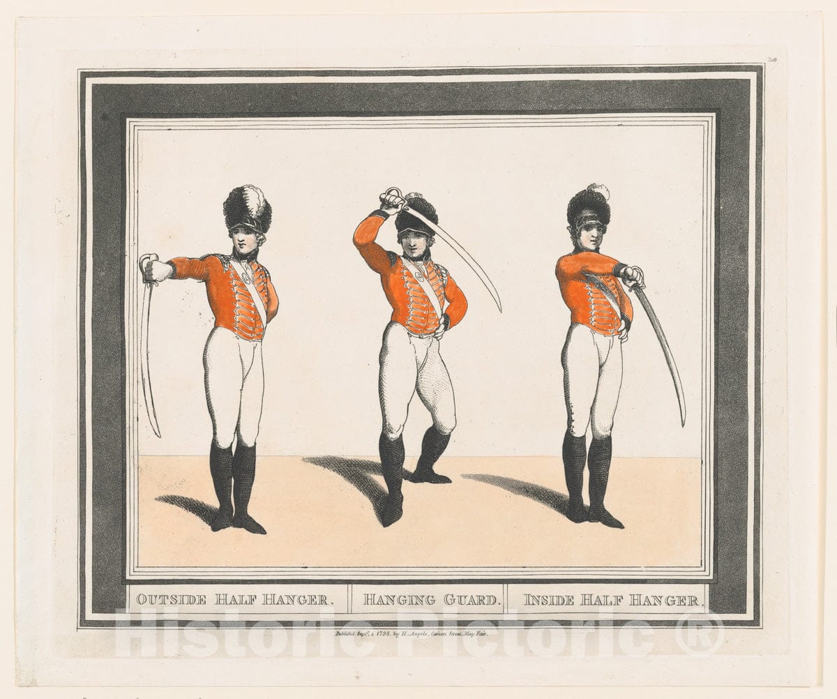 Art Print : Thomas Rowlandson - Outside Half Hanger, Hanging Guard, Inside Half Hanger : Vintage Wall Art