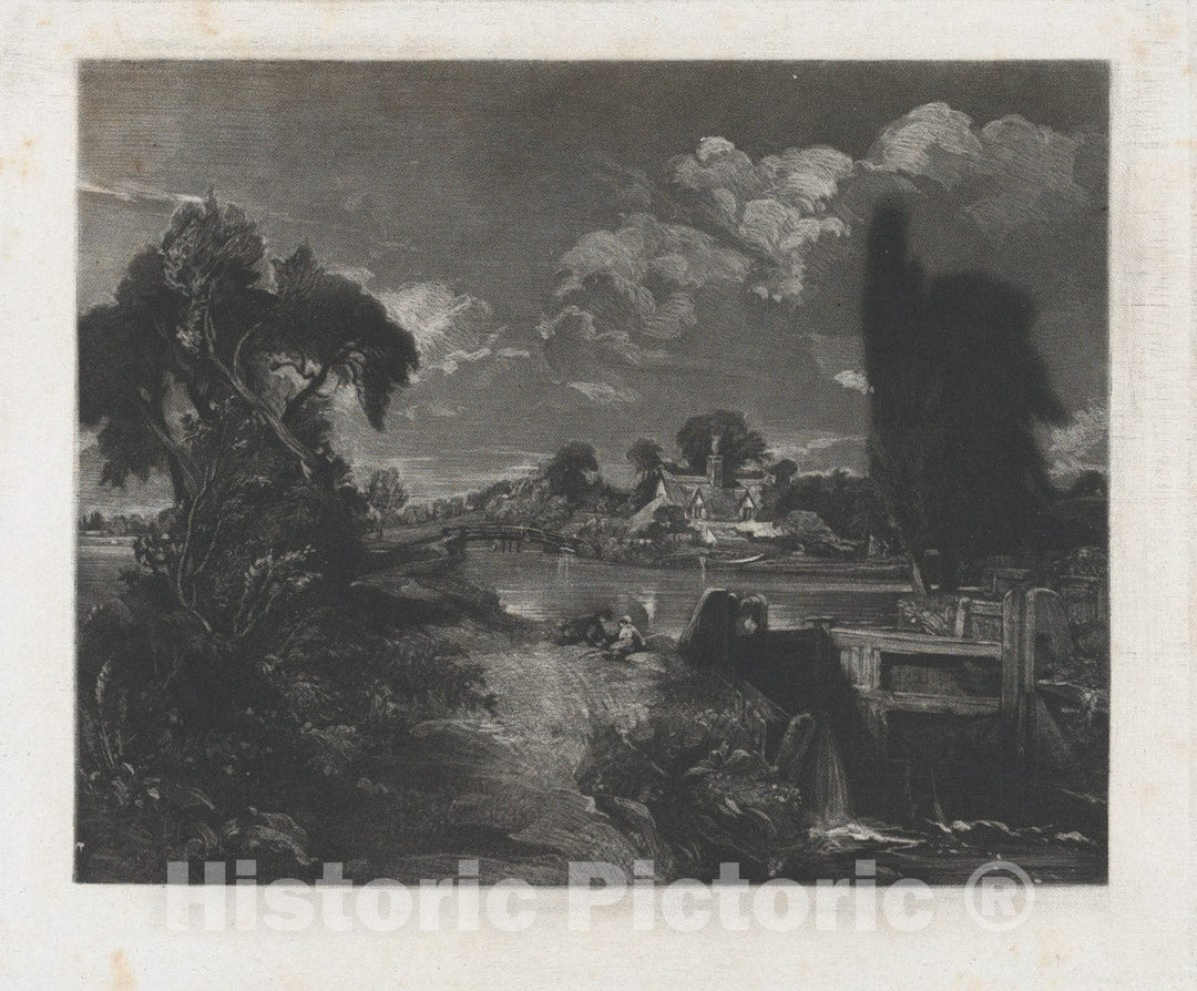 Art Print : David Lucas - A Lock on The Stour - 427932 : Vintage Wall Art