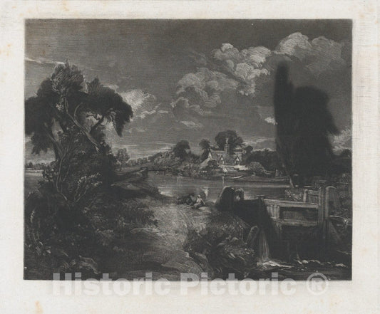 Art Print : David Lucas - A Lock on The Stour - 427932 : Vintage Wall Art