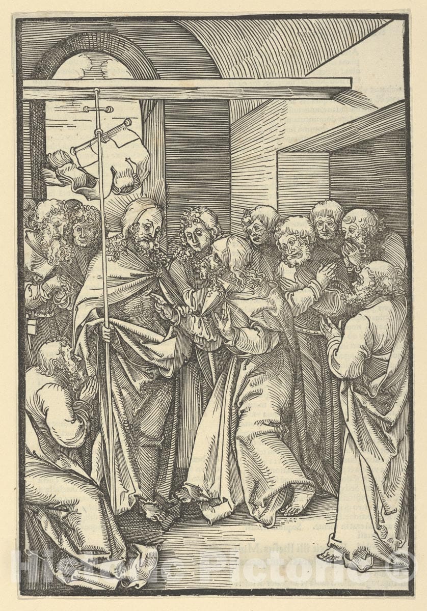 Art Print : Hans Schäufelein - The Incredulity of Thomas, from Speculum passionis Domini Nostri Ihesu Christi : Vintage Wall Art