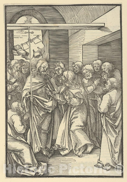 Art Print : Hans Schäufelein - The Incredulity of Thomas, from Speculum passionis Domini Nostri Ihesu Christi : Vintage Wall Art