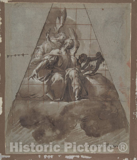 Art Print : Morazzone (Pier Francesco Mazzucchelli) - King David with Angels. : Vintage Wall Art