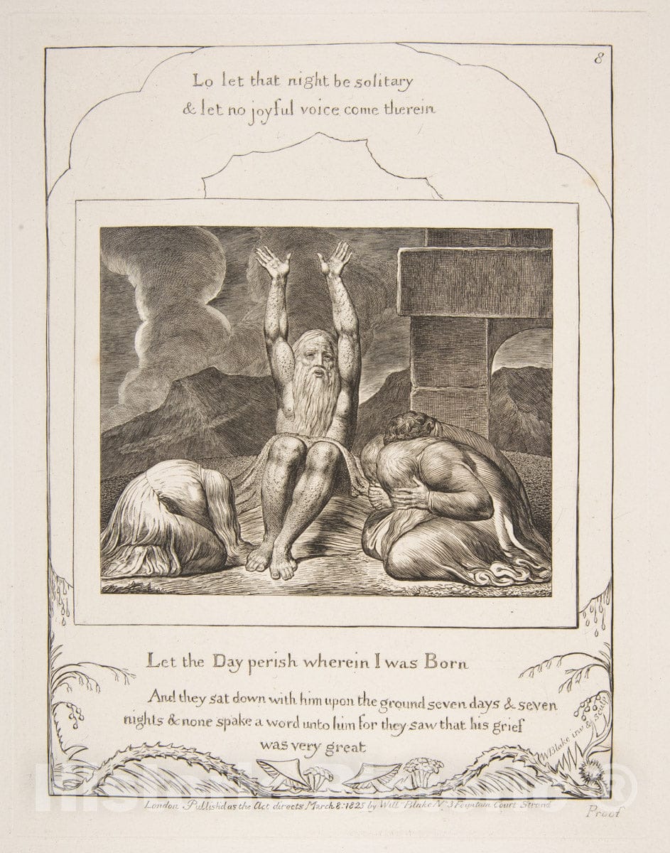 Art Print : William Blake - Job's Despair, from Illustrations of The Book of Job : Vintage Wall Art