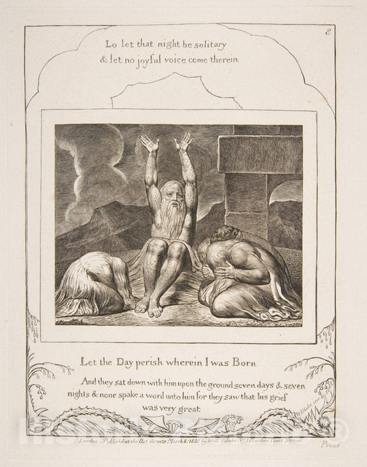 Art Print : William Blake - Job's Despair, from Illustrations of The Book of Job : Vintage Wall Art