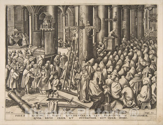 Art Print : Pieter Bruegel The Elder - Faith (Fides) from The Virtues : Vintage Wall Art
