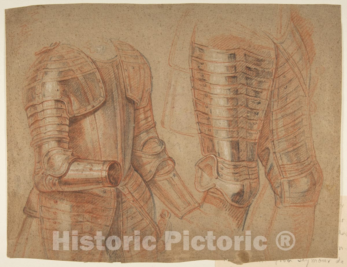 Art Print : French, 17th Century - Studies of Armor : Vintage Wall Art