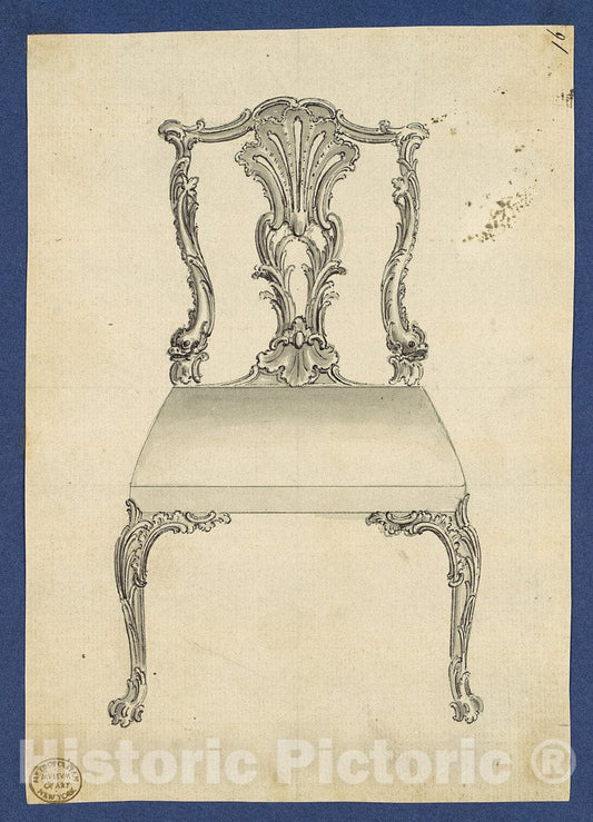 Art Print : Thomas Chippendale - Chair, in Chippendale Drawings, Vol. I : Vintage Wall Art