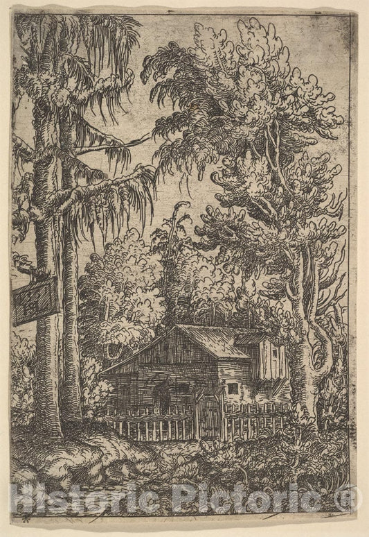 Art Print : Hanns Lautensack - Cabin Among Trees : Vintage Wall Art