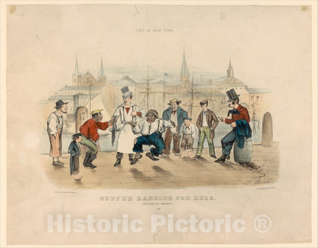 Art Print : Thomas B. Worth - Cuffee Dancing for Eels – Catharine Market (Life in New York) : Vintage Wall Art