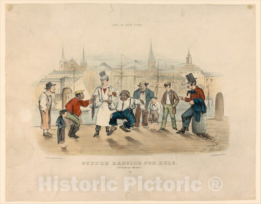 Art Print : Thomas B. Worth - Cuffee Dancing for Eels – Catharine Market (Life in New York) : Vintage Wall Art