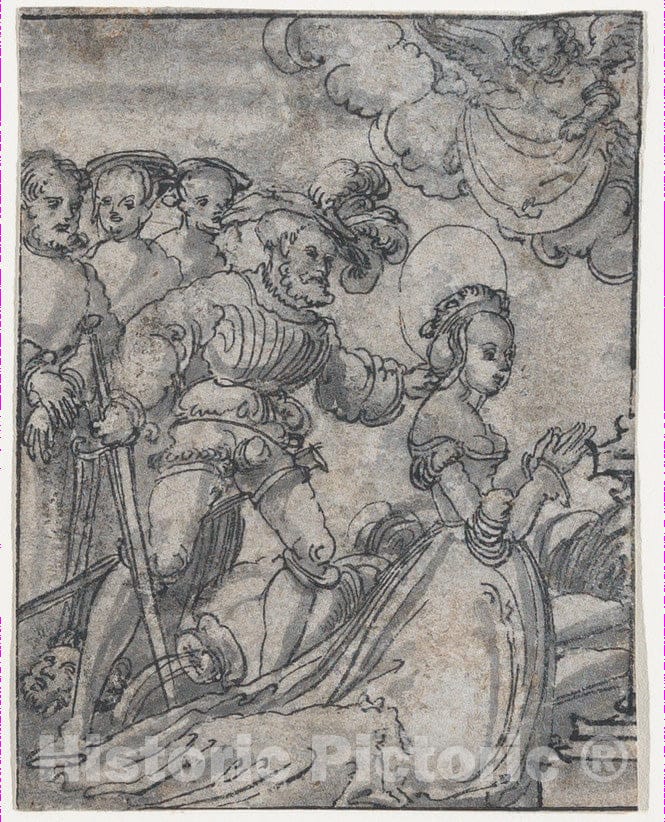 Art Print : German, 16th Century - The Martyrdom of Saint Catherine : Vintage Wall Art