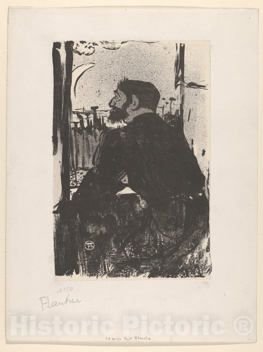 Art Print : Henri de Toulouse-Lautrec - Sleepless Night (from Les Vieilles Histoires) : Vintage Wall Art