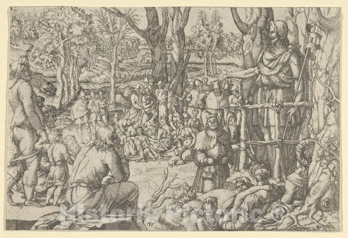 Art Print : Jean Mignon - St. John Preaching in The Desert 1 : Vintage Wall Art