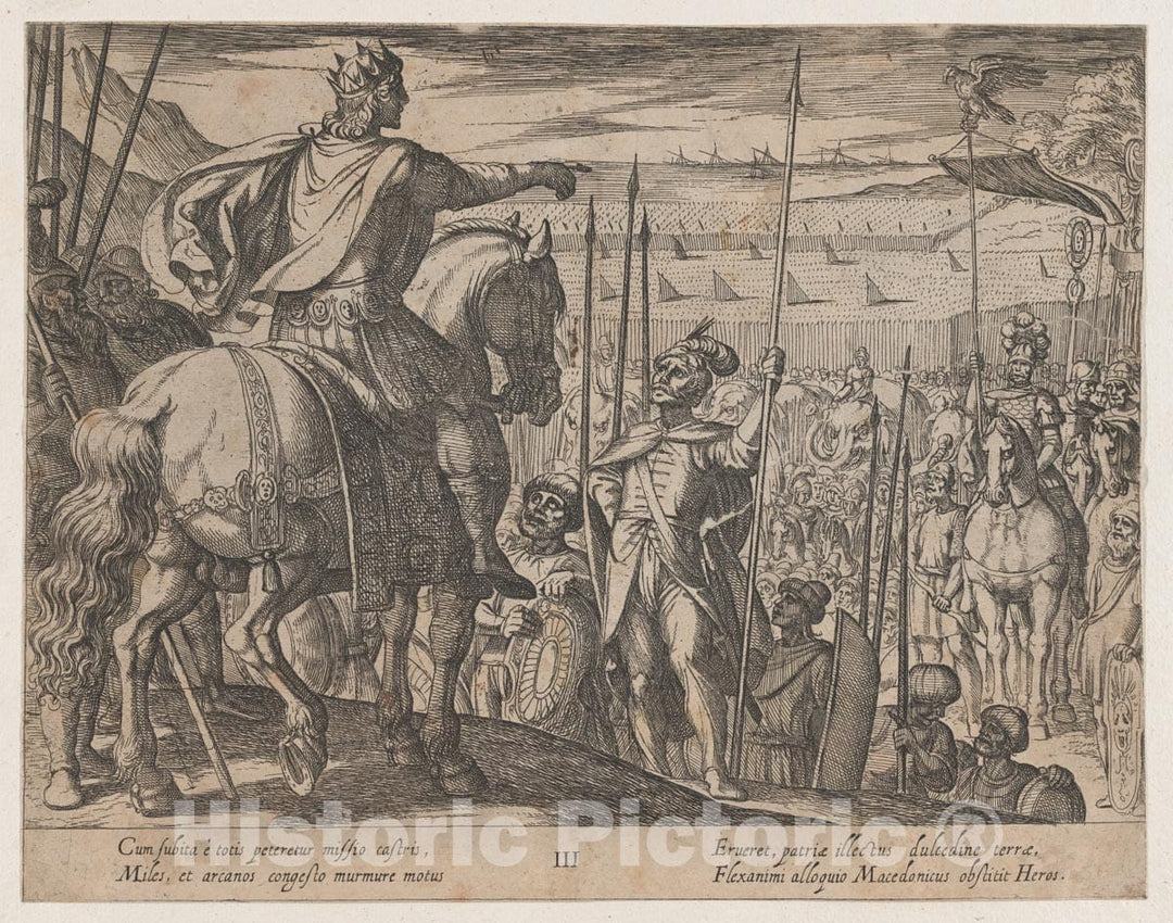 Art Print : Antonio Tempesta - Plate 3: Alexander Instructing his Soliders, from The Deeds of Alexander The Great : Vintage Wall Art