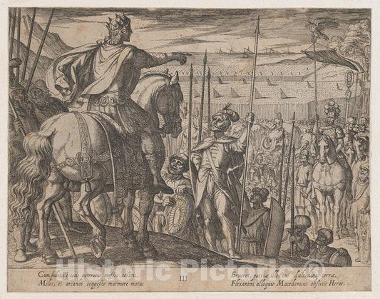 Art Print : Antonio Tempesta - Plate 3: Alexander Instructing his Soliders, from The Deeds of Alexander The Great : Vintage Wall Art