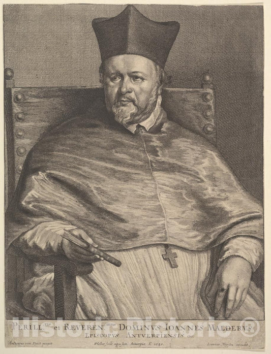 Art Print : Wenceslaus Hollar - Bishop Jan Van Malderen : Vintage Wall Art
