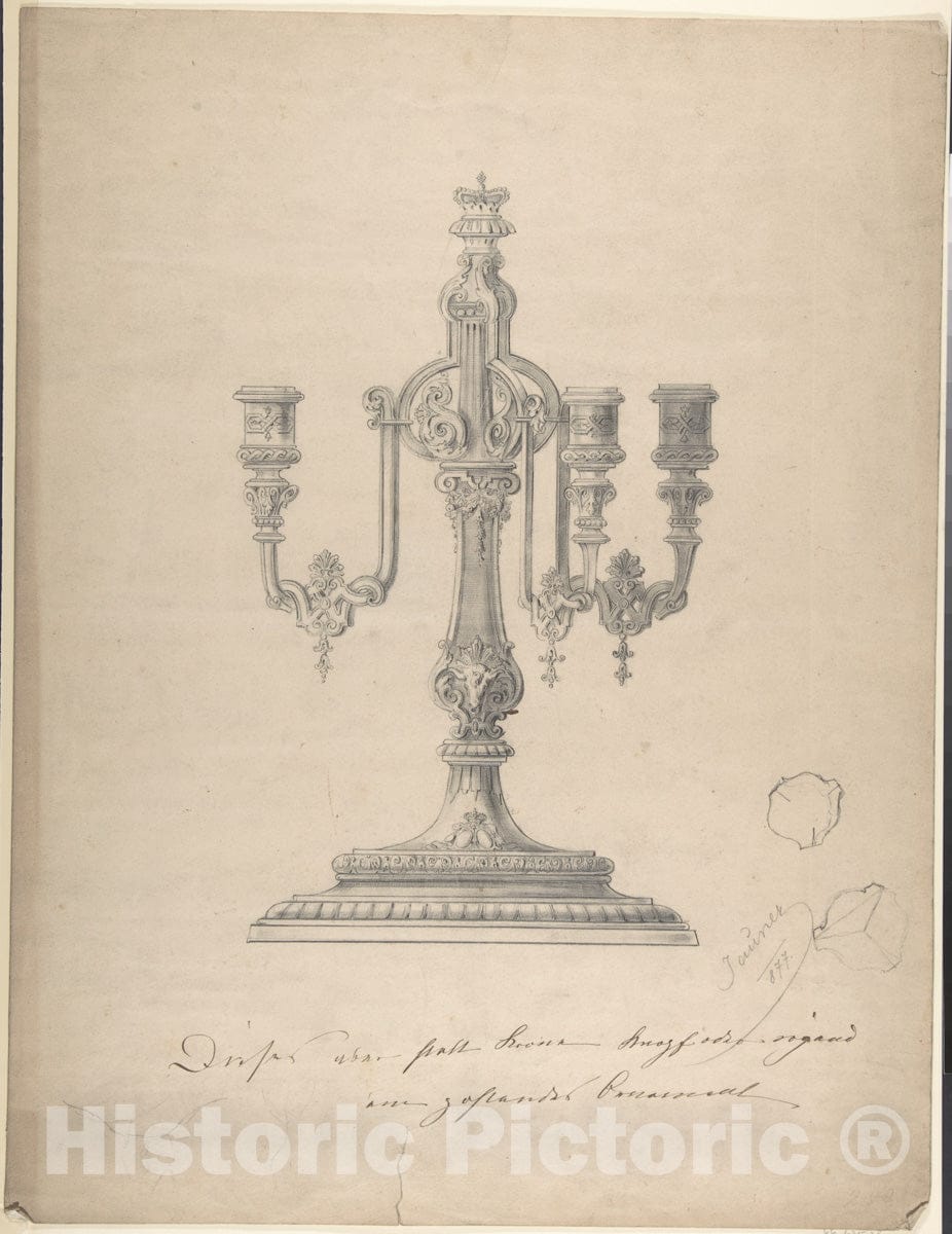 Art Print : Heinrich Jauner - Design for a Candelabra : Vintage Wall Art