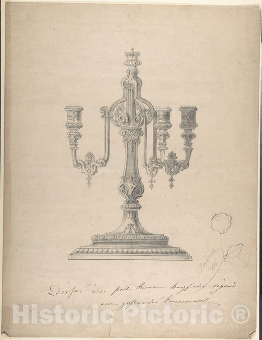Art Print : Heinrich Jauner - Design for a Candelabra : Vintage Wall Art