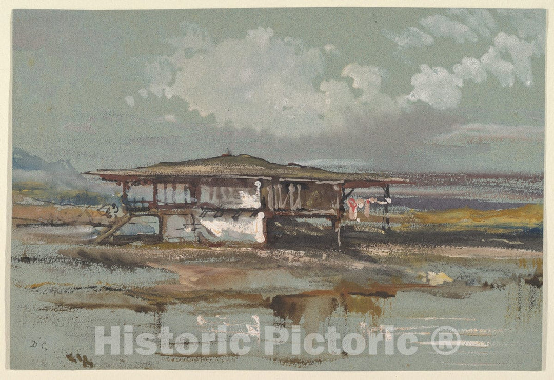 Art Print : Alexandre-Gabriel Decamps - A House in Turkey : Vintage Wall Art