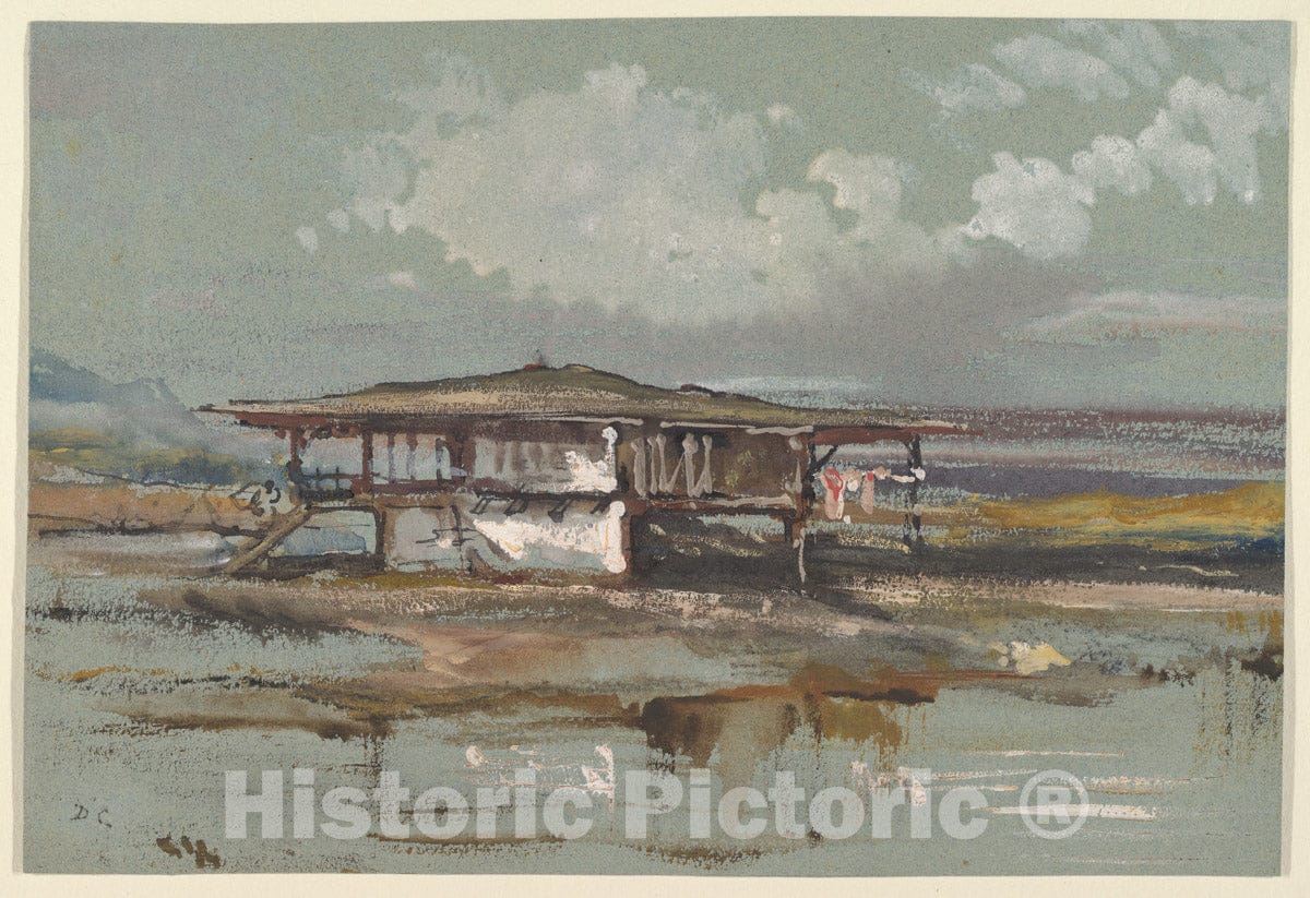 Art Print : Alexandre-Gabriel Decamps - A House in Turkey : Vintage Wall Art