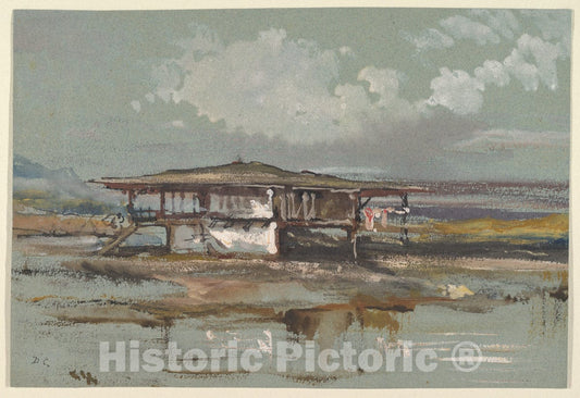 Art Print : Alexandre-Gabriel Decamps - A House in Turkey : Vintage Wall Art