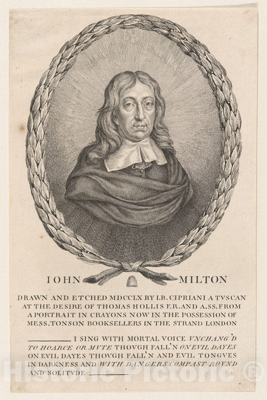 Art Print : Giovanni Battista Cipriani - John Milton 1 : Vintage Wall Art