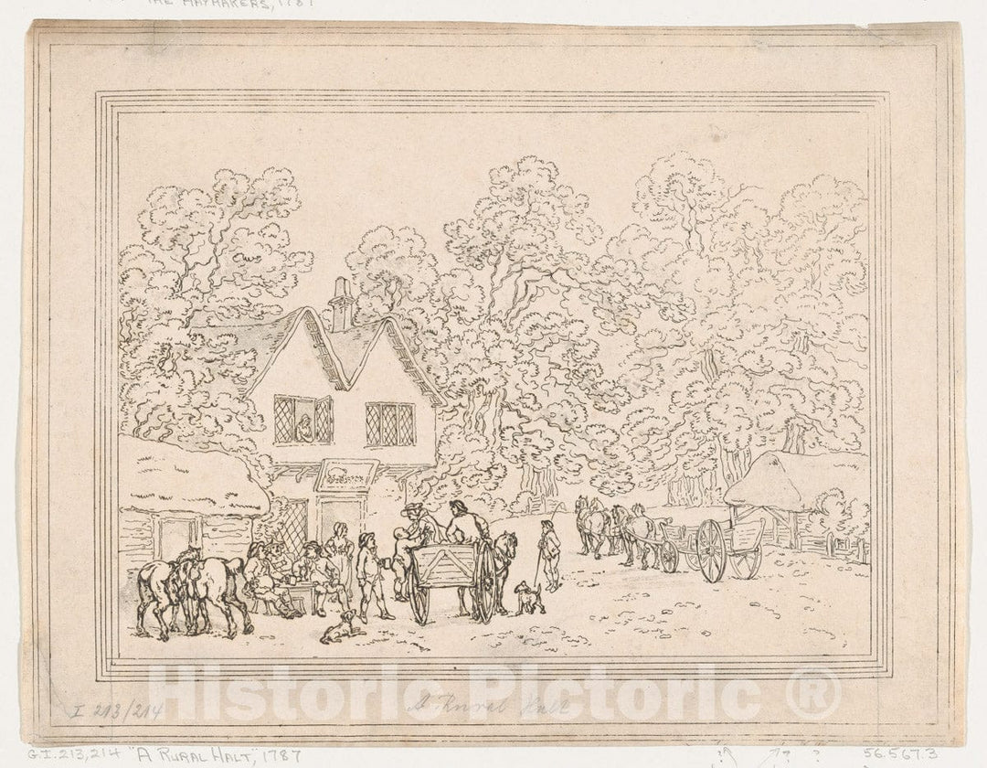 Art Print : Thomas Rowlandson - A Rural Halt : Vintage Wall Art