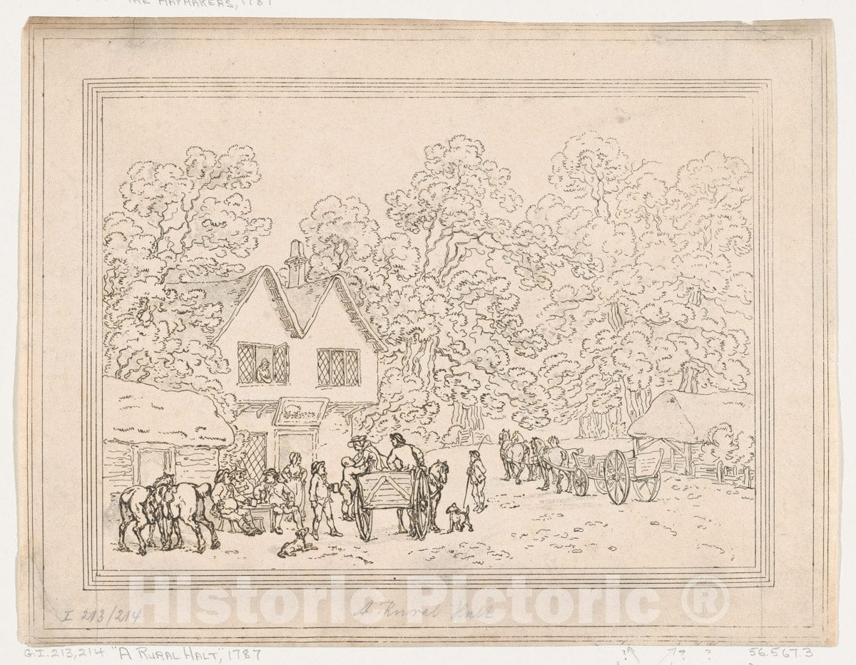 Art Print : Thomas Rowlandson - A Rural Halt : Vintage Wall Art