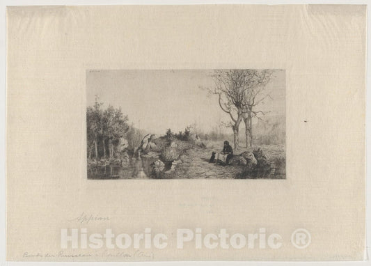 Art Print : Adolphe Appian - at The Bank of The Stream in Rossillon (Ain) : Vintage Wall Art