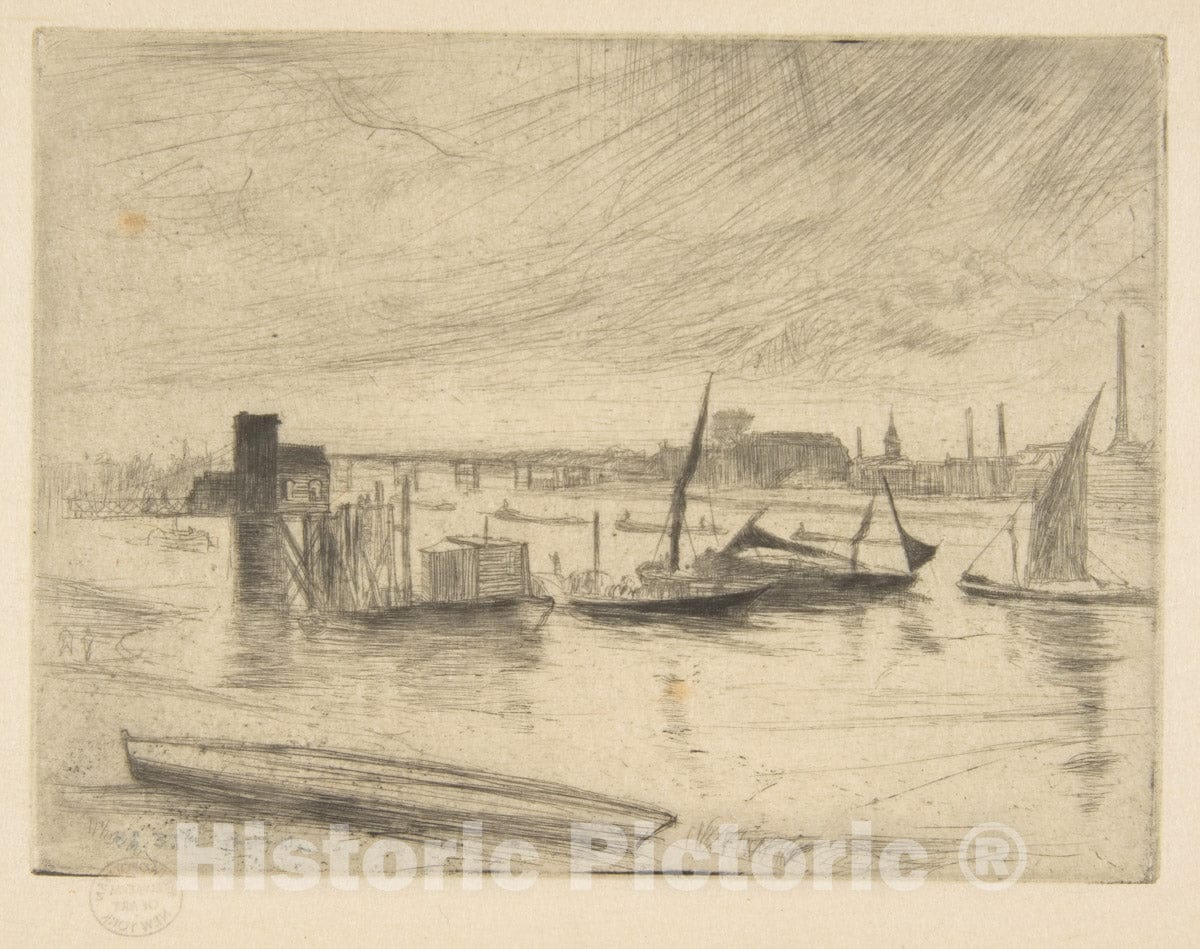 Art Print : James McNeill Whistler - Early Morning, Battersea (Battersea Dawn) (Cadogan Pier) 2 : Vintage Wall Art