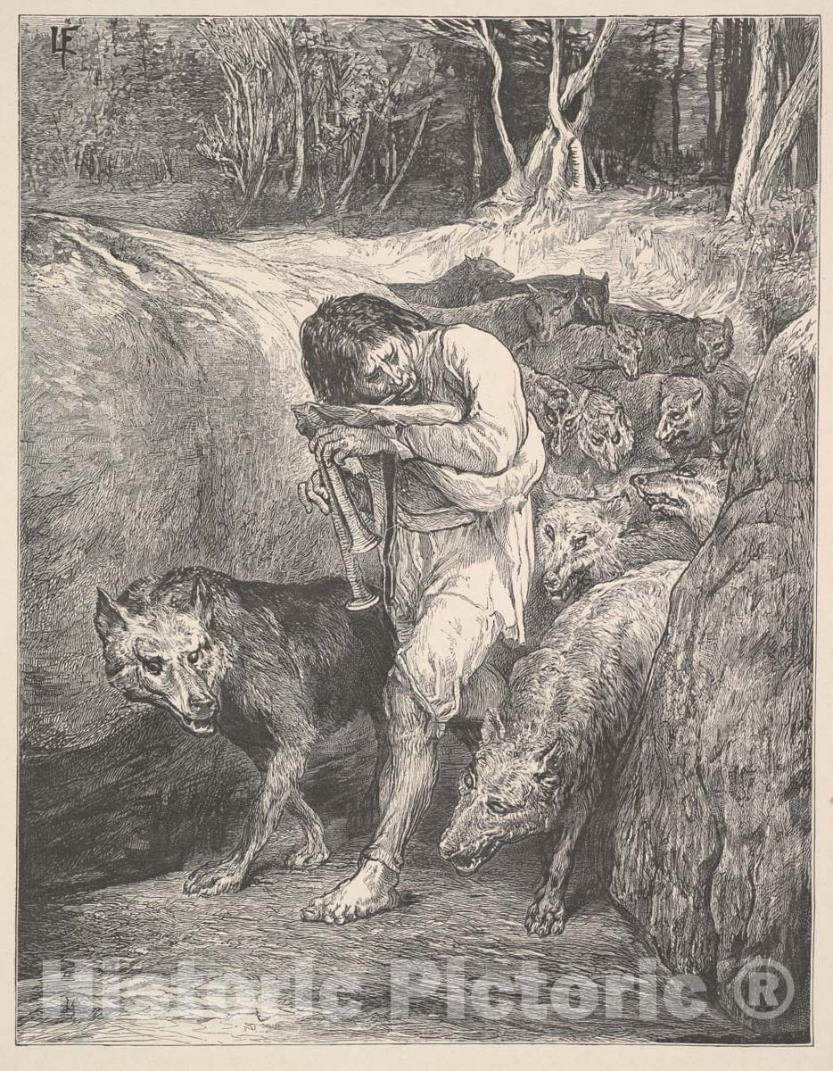 Art Print : Designed by John La Farge - The Wolf-Charmer : Vintage Wall Art