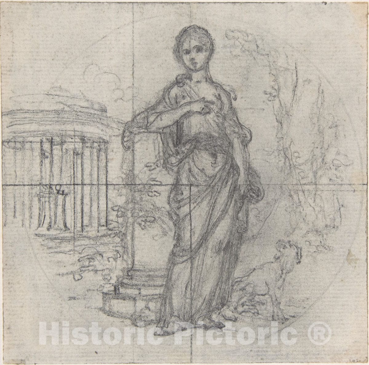 Art Print : Hubert François Gravelot - Design for a Box-Lid : Vintage Wall Art