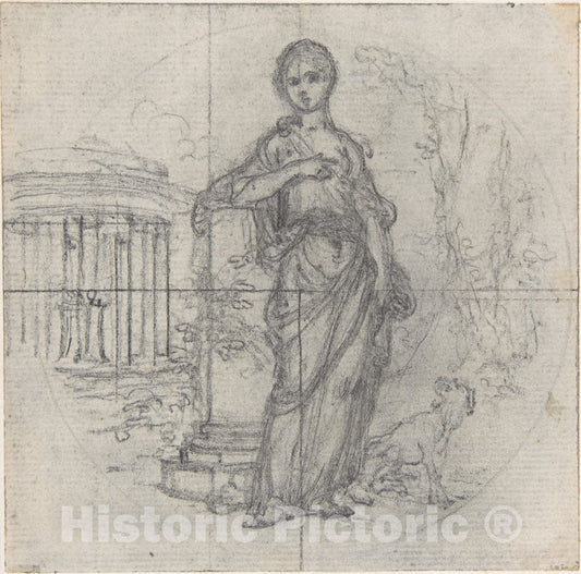 Art Print : Hubert François Gravelot - Design for a Box-Lid : Vintage Wall Art
