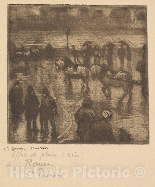 Art Print : Camille Pissarro - Impressions of Rain, Rouen : Vintage Wall Art