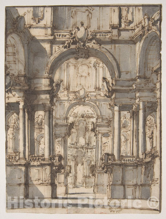 Art Print : Giovanni Battista Natali III - Design for a Stage Set (Recto)