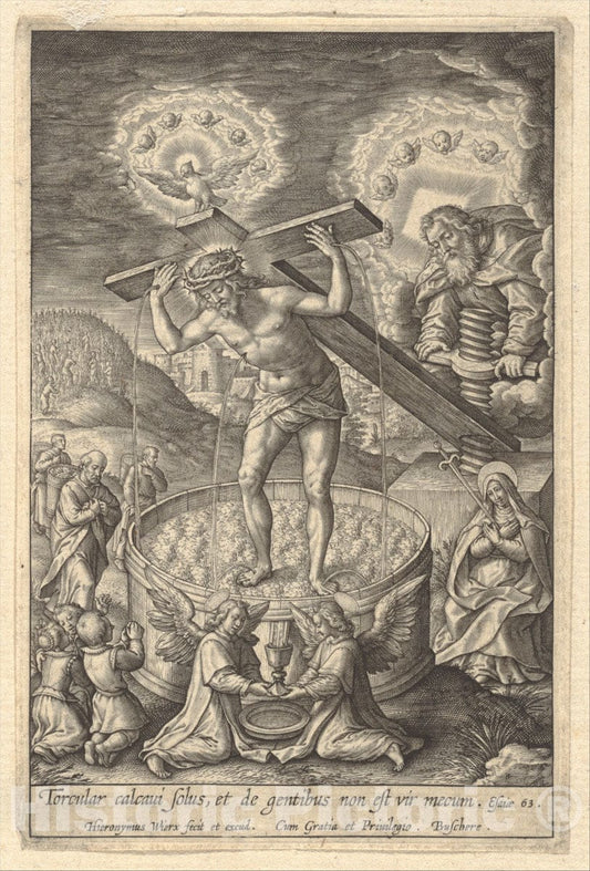 Art Print : Hieronymus (Jerome) Wierix - Christ in The Wine Press : Vintage Wall Art