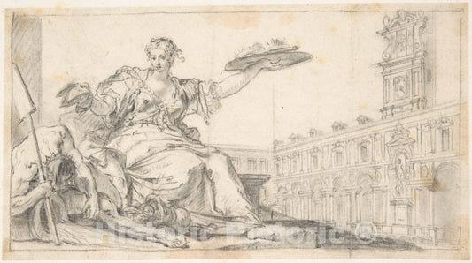 Art Print : Italian, Venetian, 18th Century - Allegory : Vintage Wall Art