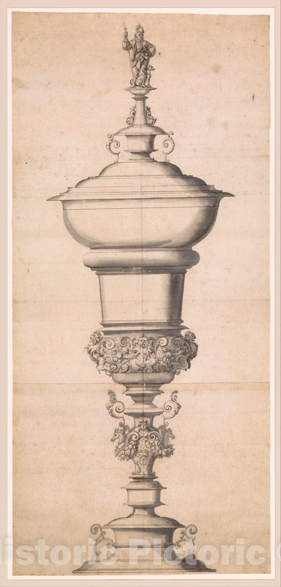 Art Print : Jost Amman - Design for a Large Goblet : Vintage Wall Art