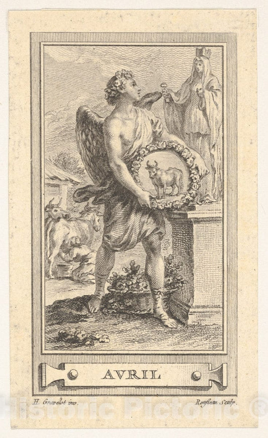 Art Print : Hubert François Gravelot - Avril : Vintage Wall Art