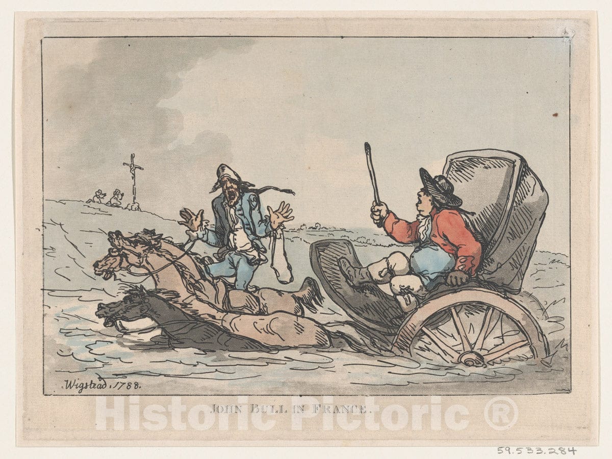 Art Print : Thomas Rowlandson - John Bull in France : Vintage Wall Art