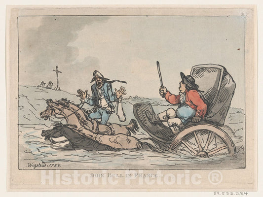 Art Print : Thomas Rowlandson - John Bull in France : Vintage Wall Art