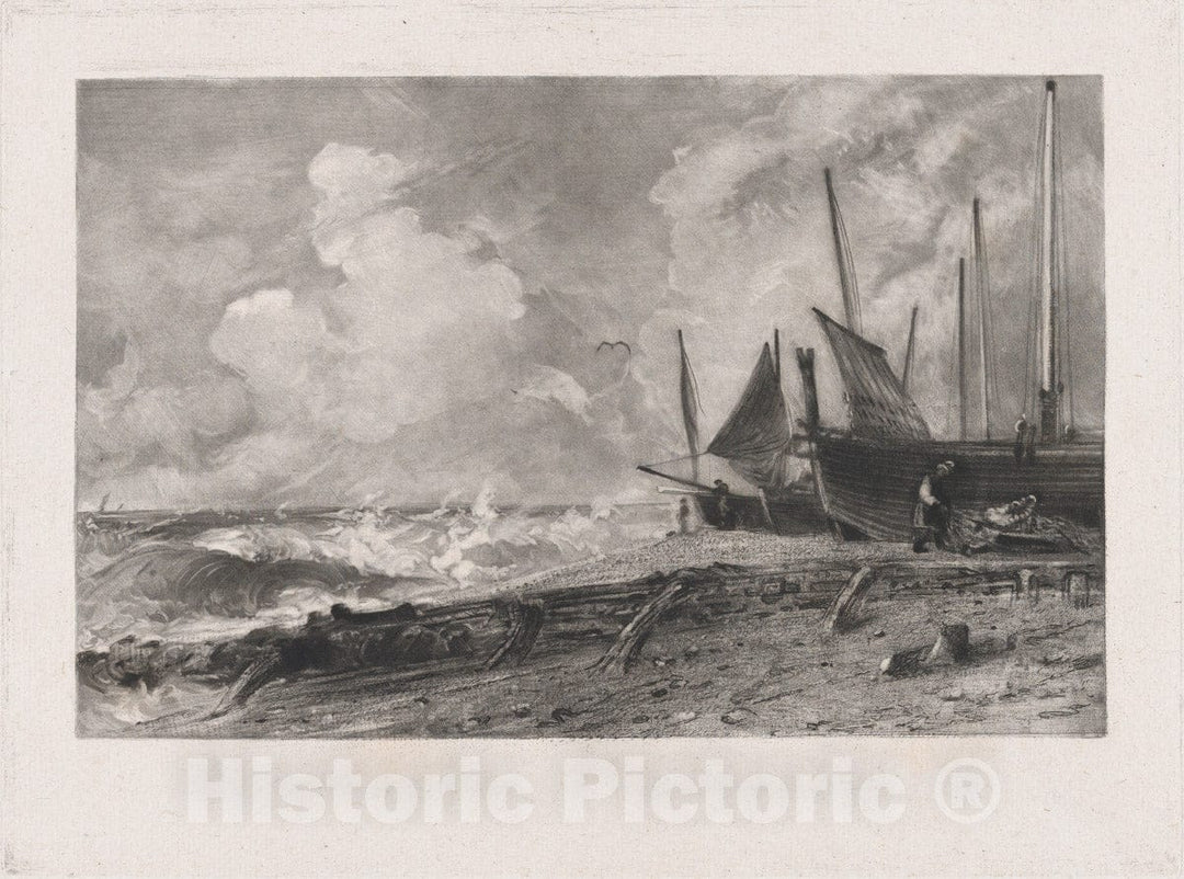 Art Print : David Lucas - A Sea Beach 2 : Vintage Wall Art