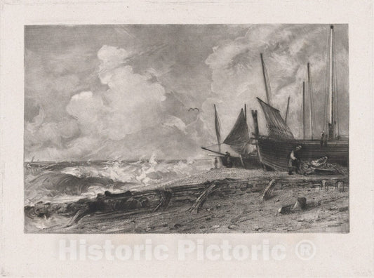 Art Print : David Lucas - A Sea Beach 2 : Vintage Wall Art