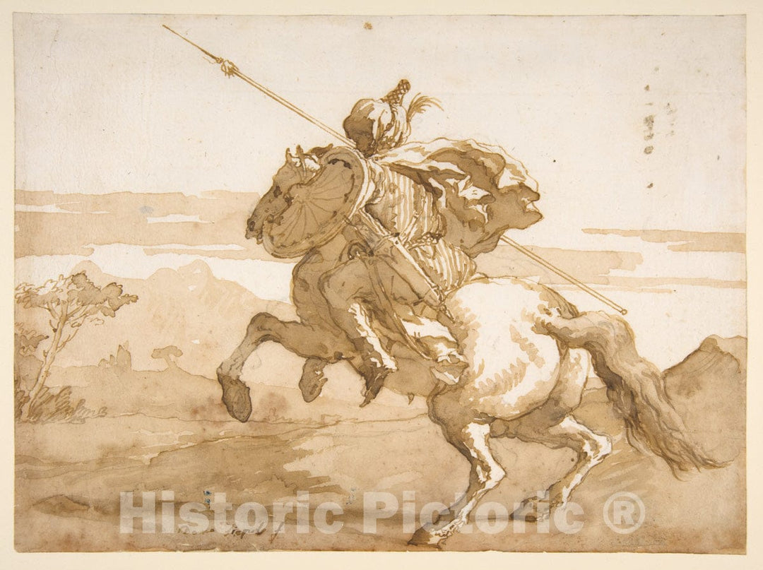 Art Print : Giovanni Domenico Tiepolo - an Oriental Horseman : Vintage Wall Art