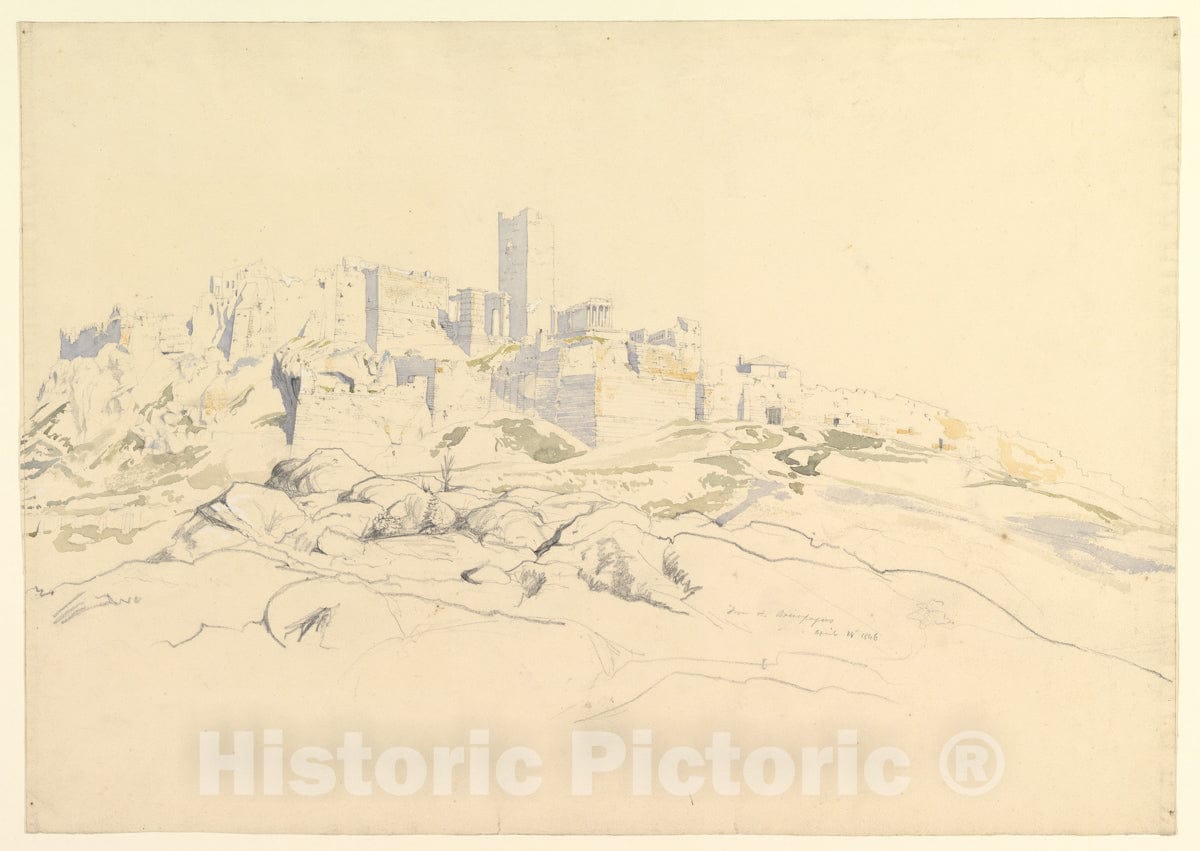 Art Print : Thomas Hartley Cromek - The Acropolis from The Areopagus, Athens : Vintage Wall Art