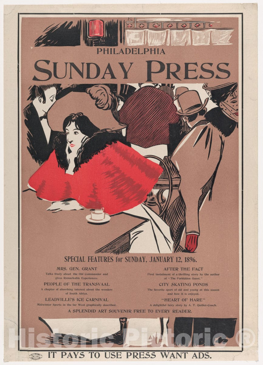 Art Print : George Reiter Brill - Philadelphia Sunday Press: January 12th : Vintage Wall Art