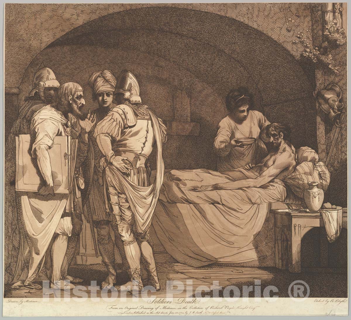 Art Print : Etched and published by Robert Blyth - Soldier's Death (from The Life and Death of a Soldier) : Vintage Wall Art