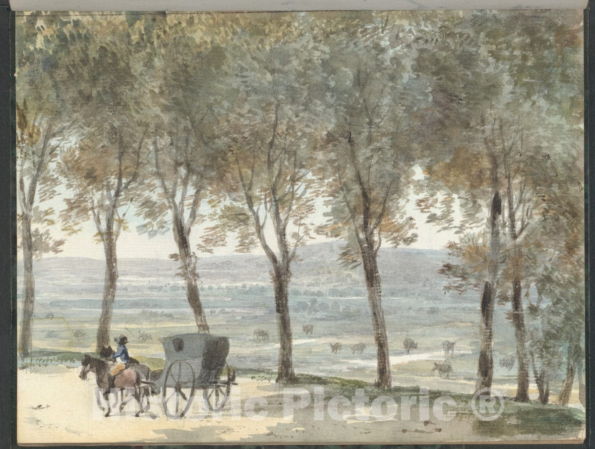 Art Print : Pierre François Léonard Fontaine - Sketchbook of a Journey to The Château d'Eu : Vintage Wall Art
